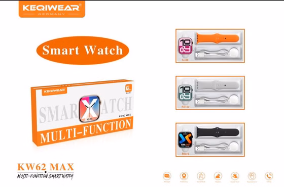 (1050008) ساعت هوشمند KW62 MAX ۴۶ میلی‌متری با بند سیلیکونی